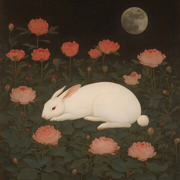 月亮荷花玉兔