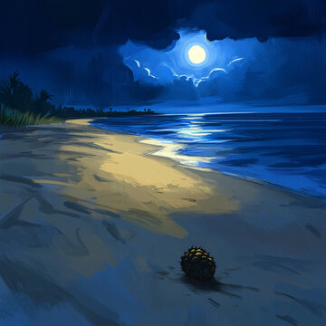 海灘月夜