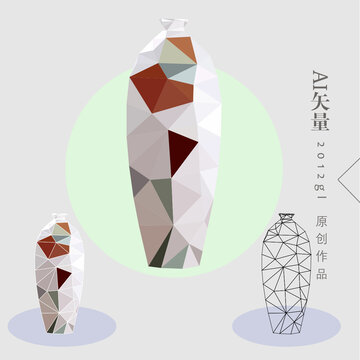 低多邊花瓶抽象插畫