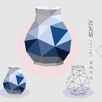 抽象花瓶插畫裝飾畫
