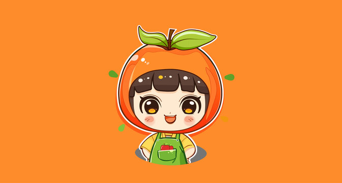 可愛蘋果小女孩