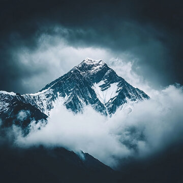 云霧中的雪山