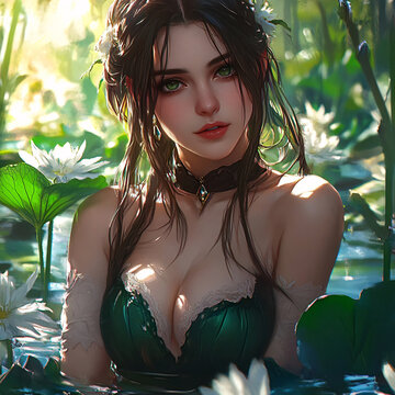 河塘里的美人