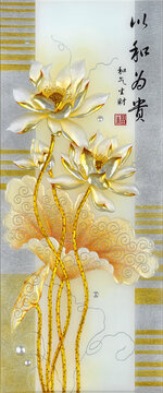 金色荷花屏風隔斷