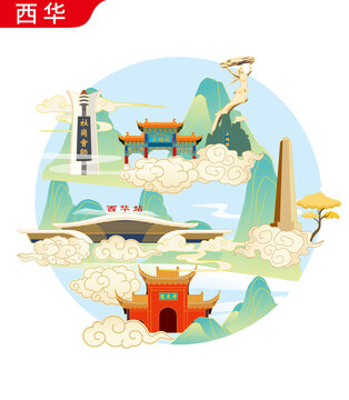 周口西華縣地標建筑矢量文創(chuàng)設(shè)計
