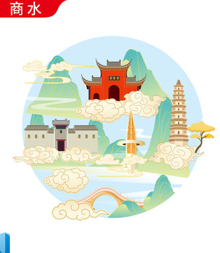 周口商水縣地標(biāo)建筑矢量文創(chuàng)設(shè)計