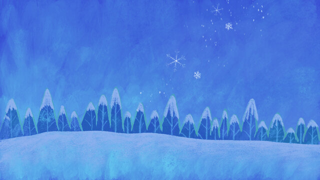 手繪雪夜插畫