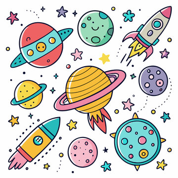 宇宙星球和火箭