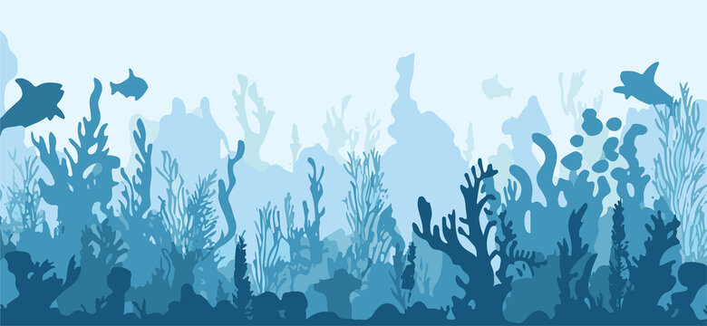 海洋珊瑚海帶森林矢量圖