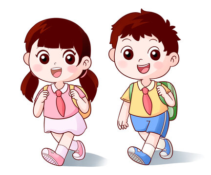 卡通學(xué)生男孩女孩