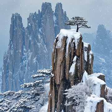 雪后迎客松