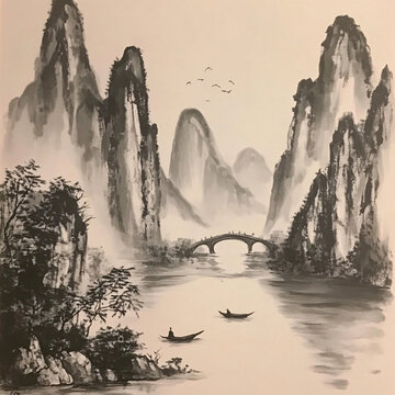 國(guó)畫漓江