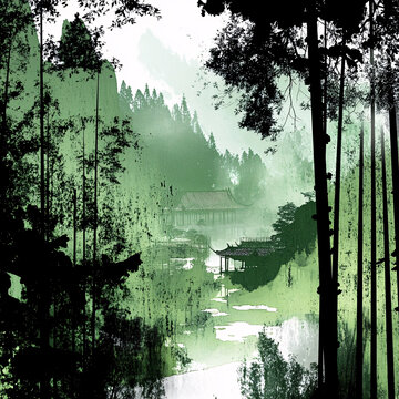 竹林意境圖