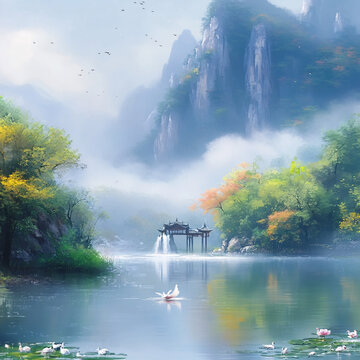 古風(fēng)山水場景