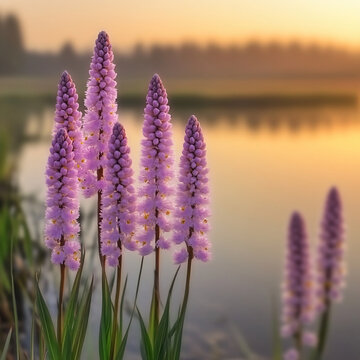 湖面的梭魚草