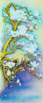 玉蘭花開(kāi)屏風(fēng)背景