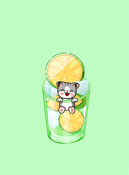貓冷飲橘子片
