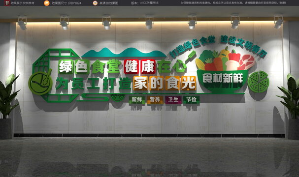 企業(yè)餐廳文化墻綠色食堂