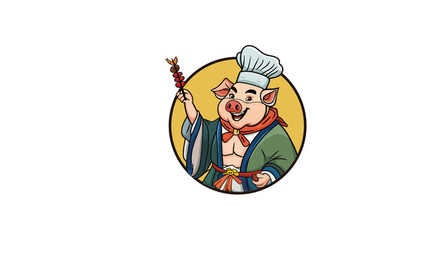 卡通可愛豬八戒燒烤擼串頭像
