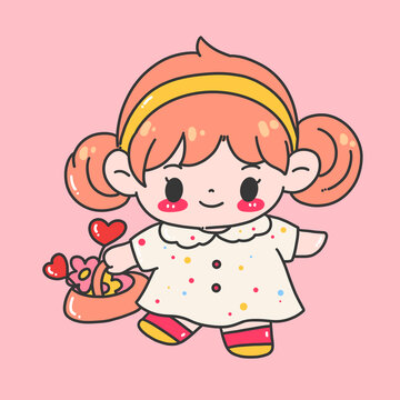 提著花籃的小女孩