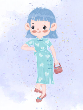 清新旗袍女生