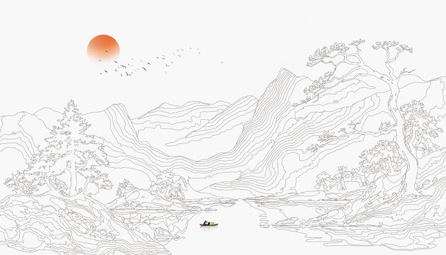 手繪山