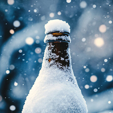 雪地上的啤酒