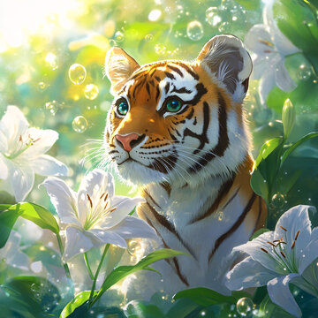 花叢中老虎