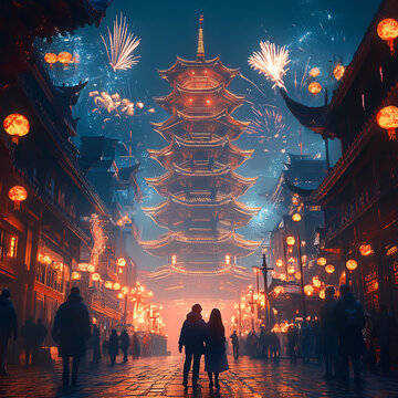 中式夜景