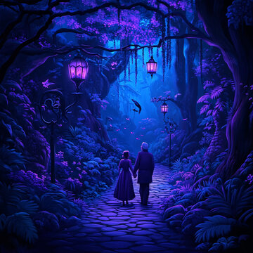 紫色森林主題場景