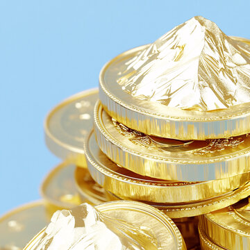 金色錢幣金錢多多