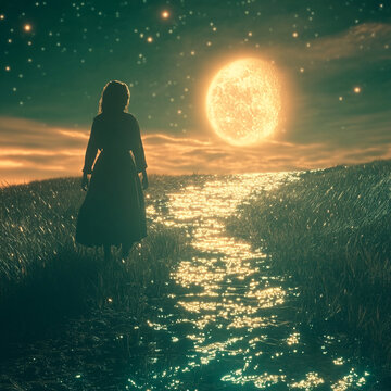 星空下的女孩