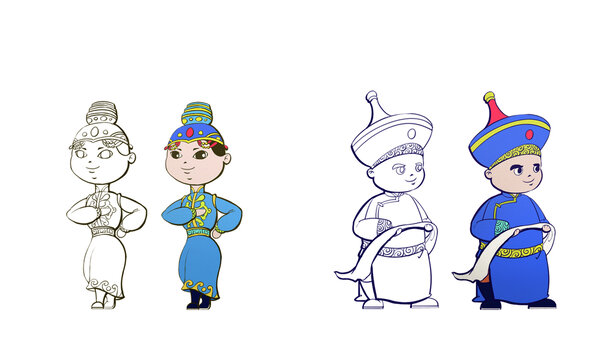 卡通蒙古族角色