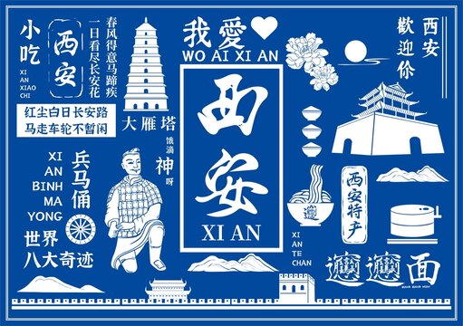 西安城市插畫