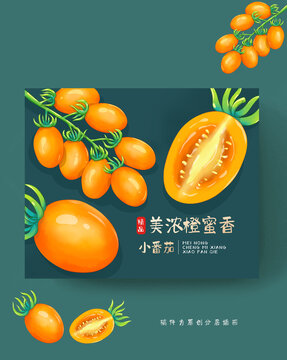 美濃橙蜜香番茄包裝插畫