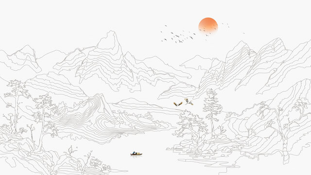 線條山水畫