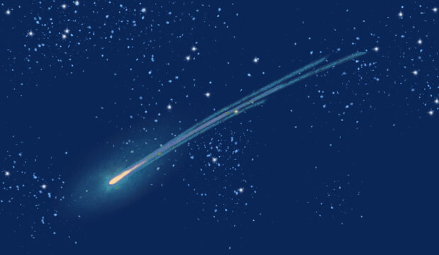 夜空中的一顆流星插畫