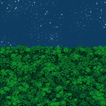 夜晚植物墻背景插畫