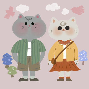 可愛貓咪森系插畫便簽手帳貼紙