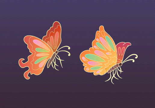 原創(chuàng)兩只花蝴蝶矢量插畫