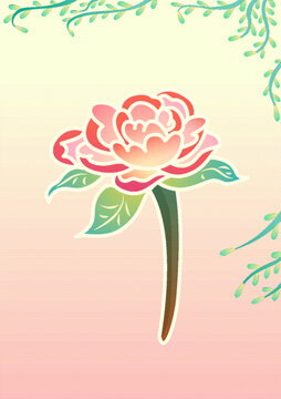 原創(chuàng)柳葉與花分層矢量插畫