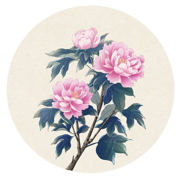 牡丹國風插畫