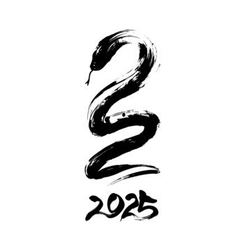 插畫水墨風格2025新年蛇元素