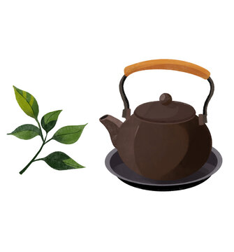 茶壺茶葉國潮國風(fēng)插畫