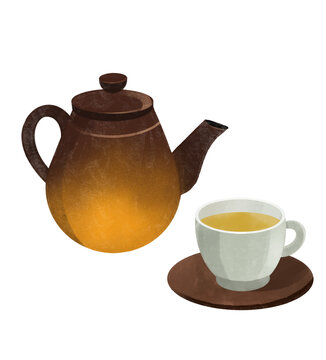 茶壺茶葉國(guó)潮國(guó)風(fēng)插畫