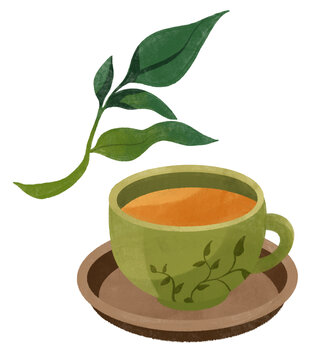 茶壺茶葉國潮國風插畫