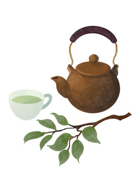 茶壺茶葉國潮國風(fēng)插畫