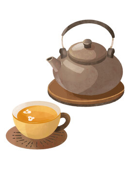 茶壺茶葉國(guó)潮國(guó)風(fēng)插畫(huà)
