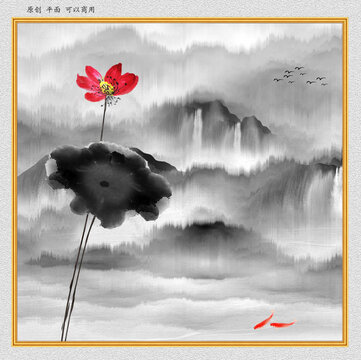 荷花國畫