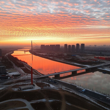 河流夕照
